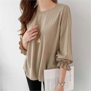 Frill-cuff Textured Top