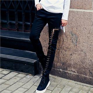 Safety Pin Detail Slim-fit Jeans