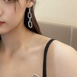 Rhinestone Chain Alloy Dangle Earring 1 Pair - Silver - One Size