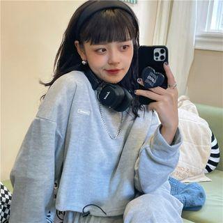Set: Applique Sweatshirt + Cropped Harem Pants