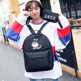 Set Of 2: Cartoon Print Backpack + Zip Pouch