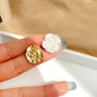 Floral Sterling Silver Ear Stud 1 Pair - Gold & White - One Size