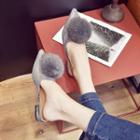 Pom Pom Accent Pointed Mules