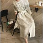Striped Stand-collar Loose-fit Shirt Dress