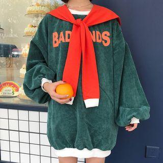 Set: Corduroy Letter Sweatshirt + Scarf