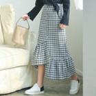 Plaid Asymmetrical Maxi Skirt