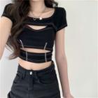 Short-sleeve Cut-out Cropped T-shirt