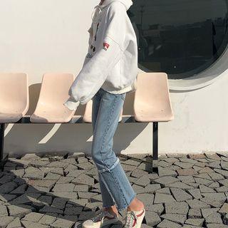 Cropped Fringe Trim Jeans