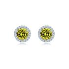 Fashion And Simple August Birthstone Light Green Cubic Zirconia Stud Earrings Silver - One Size