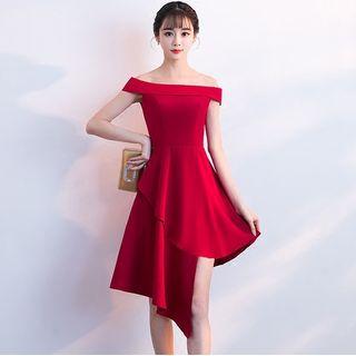 Irregular Hem Off-shoulder A-line Cocktail Dress