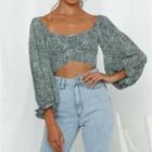 Print Cropped Blouse