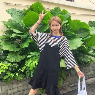 Ruffle Hem Spaghetti-strap Pinafore Dress