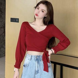 Cropped V-neck Top