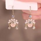 Chinese Opera Faux Pearl Faux Crystal Alloy Dangle Earring 1 Pair - Pink - One Size