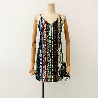 Glitter Strappy Dress As Shown In Figure - One Size