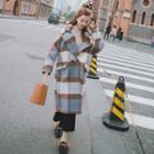Double-buttoned Plaid Tweed Coat