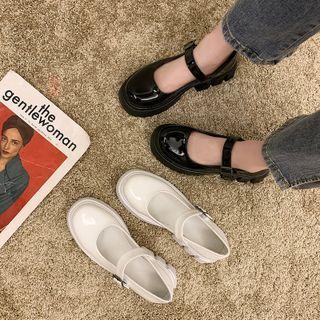 Platform Belted Patent Mary Janes