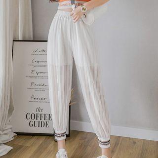 High-waist Mesh Jogger Pants