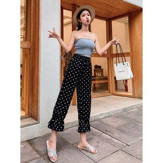 High Waist Dotted Chiffon Wide-leg Pants