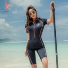 Contrast Zipper Short Sleeve Wetsuit