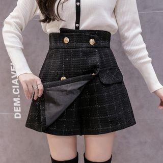 High Waist Check A-line Skort