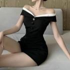 Off-shoulder Contrast Trim Romper
