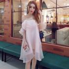 Cold-shoulder Organza A-line Dress