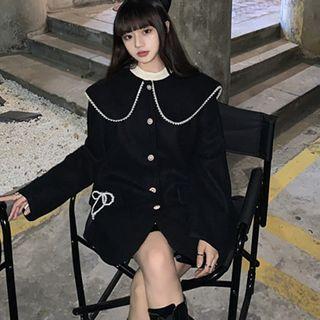 Peter Pan Collar Acrylic Coat Jacket - As Figure - One Size