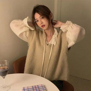 Sweater Vest / Chiffon Blouse / Set