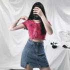 Short-sleeve Button Tie-dye T-shirt