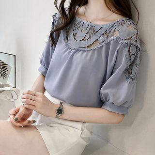Lace Elbow-sleeve Blouse