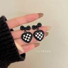 Checkerboard Heart Drop Earring 1 Pair - Checkerboard - Black & White - One Size