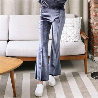 Seam-trim Velvet Boot-cut Pants