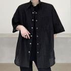 Short-sleeve Pocket-front Sheer Check Shirt