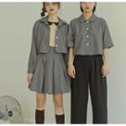 Cropped Shirt / Pleated A-line Skirt