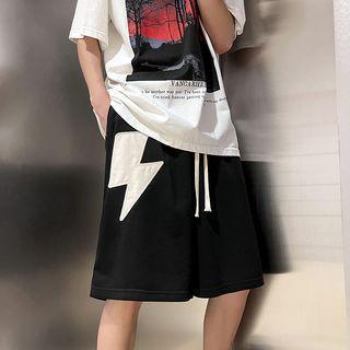 Drawstring Flash Applique Shorts