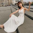 Cut-out Spaghetti Strap Maxi A-line Dress