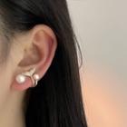 Rhinestone Faux Pearl Mermaid Tail Stud Earring 1 Pair - Gold - One Size