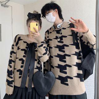 Pattern Knit Sweater / Lace Up Knit Cardigan