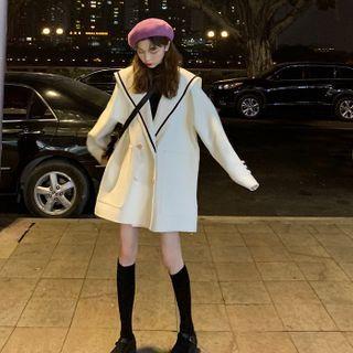 Contrast Trim Sailor Collar Coat