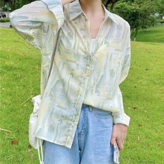Tie Dye Long-sleeve Button-up Shirt