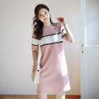 Round-neck Contrast-trim Shift Dress