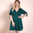 Plus Size Short-sleeve Pineapple Print A-line Dress