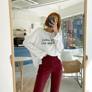 Letter Dip-back Textured T-shirt