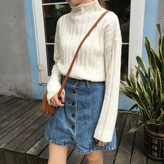 Semi High Collar Pullover Sweater
