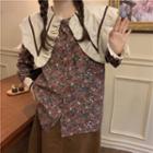Ruffle Trim Collar Floral Blouse Floral - Brown - One Size
