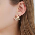 Butterfly Rhinestone Faux Cat Eye Stone Alloy Earring 1 Pair - Gold - One Size