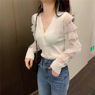 Tiered Lace-sleeve Cardigan