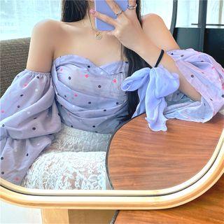 Dot Off-shoulder Top / Lace Skirt