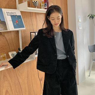 Peak-lapel Single-button Corduroy Blazer